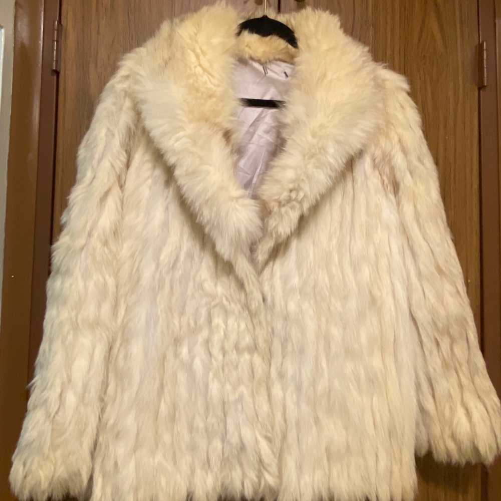 Off white natural blue fox coat
